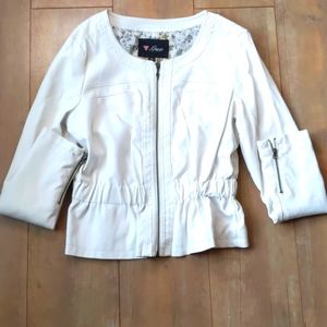 White Faux Leather Guess Jacket